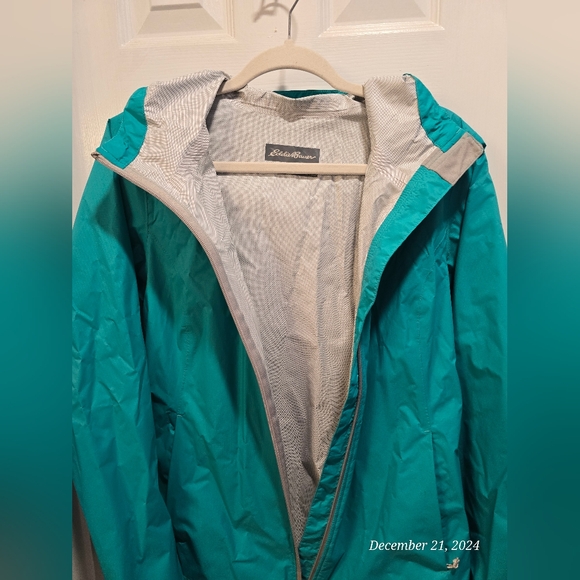 Eddie Bauer Raincoat Windbreaker Women's size MEDIUM, Teal - Picture 5 of 8